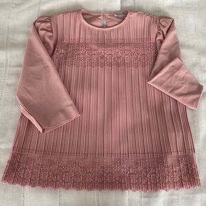Sandi Lee vintage pale pink lace and crepe blouse.